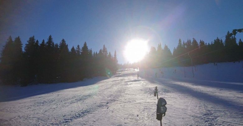 śnieg, narty, stok