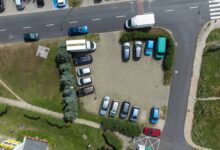 samochody, parking, dron