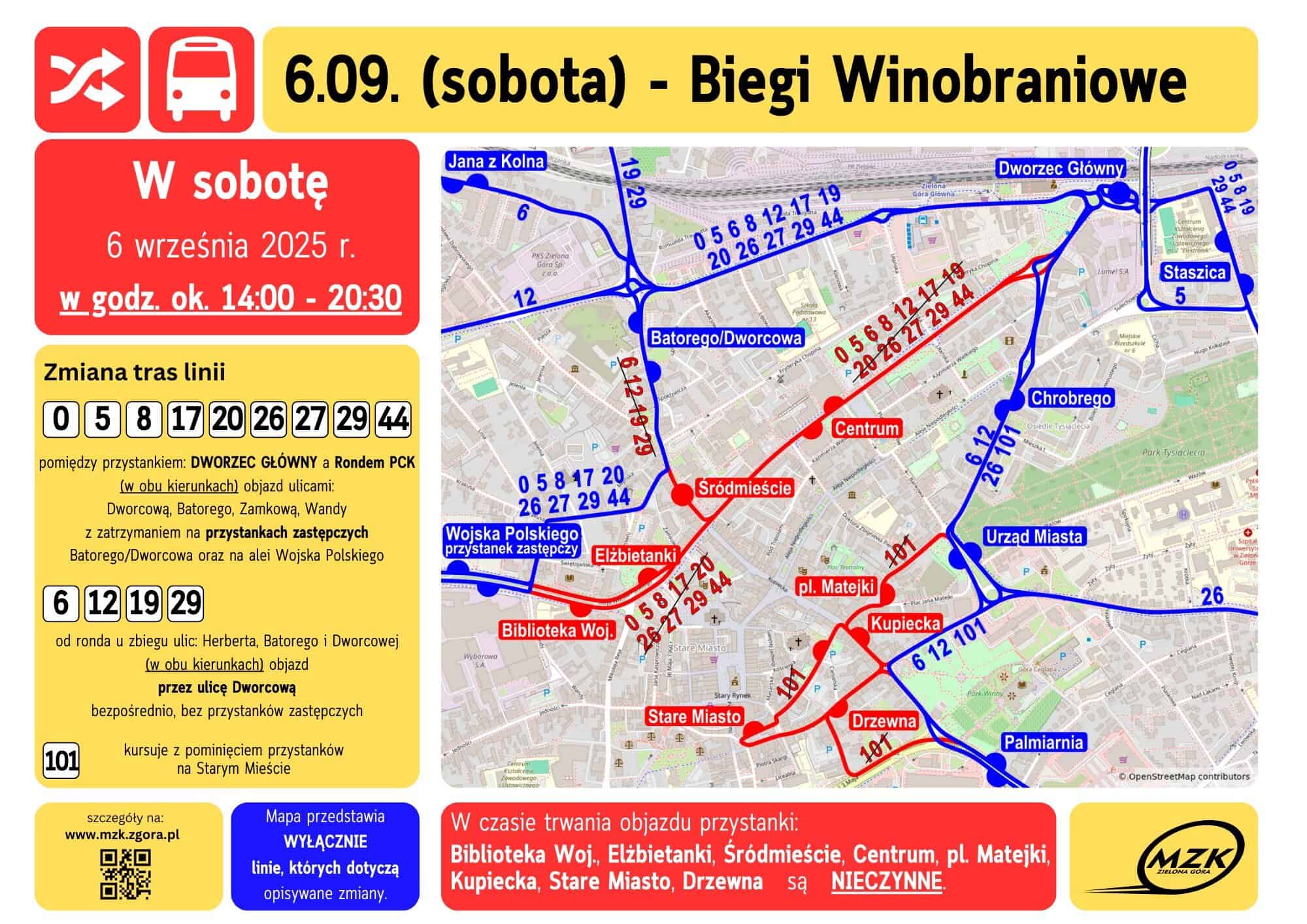 W sobotę dwa biegi w centrum. Sprawdź jak będą kursowały autobusy MZK [INFOGRAFIKA]